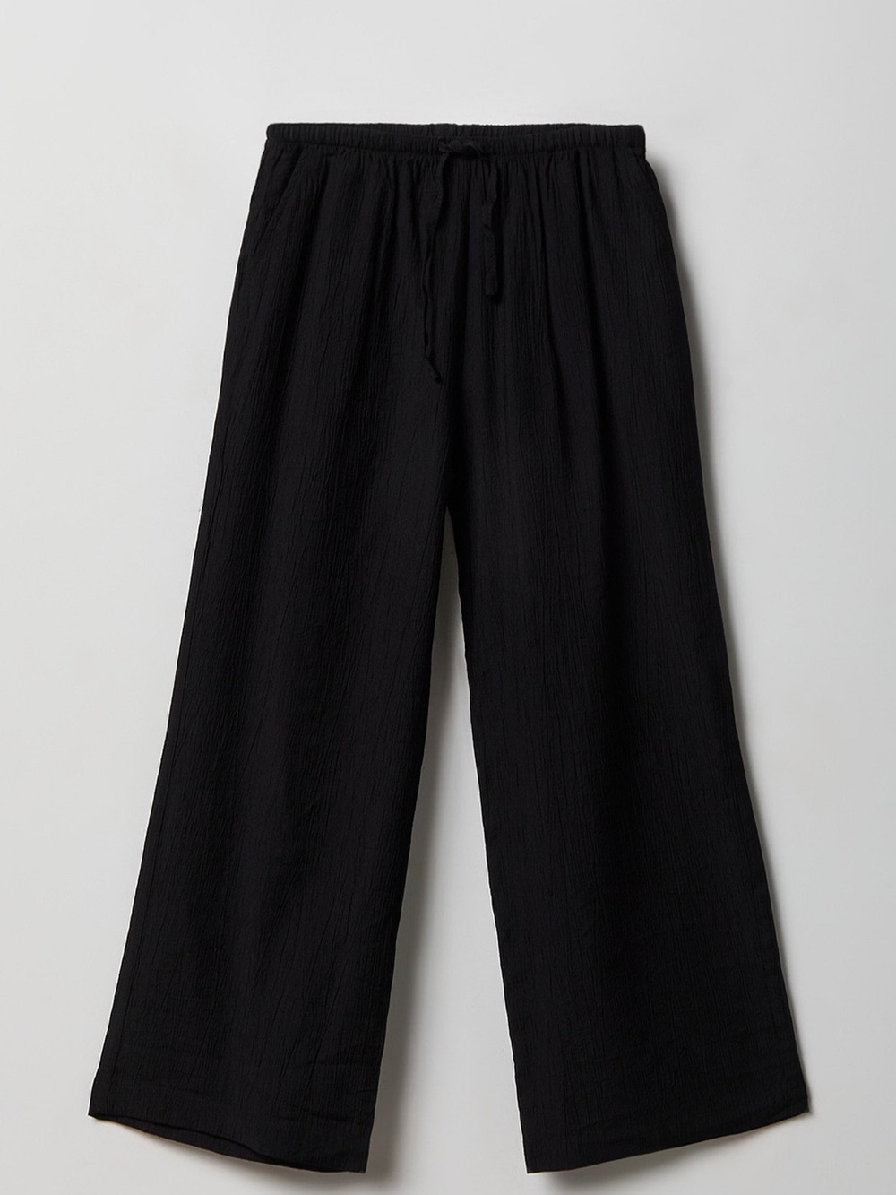 Black Wide-Leg Drawstring Pants - M